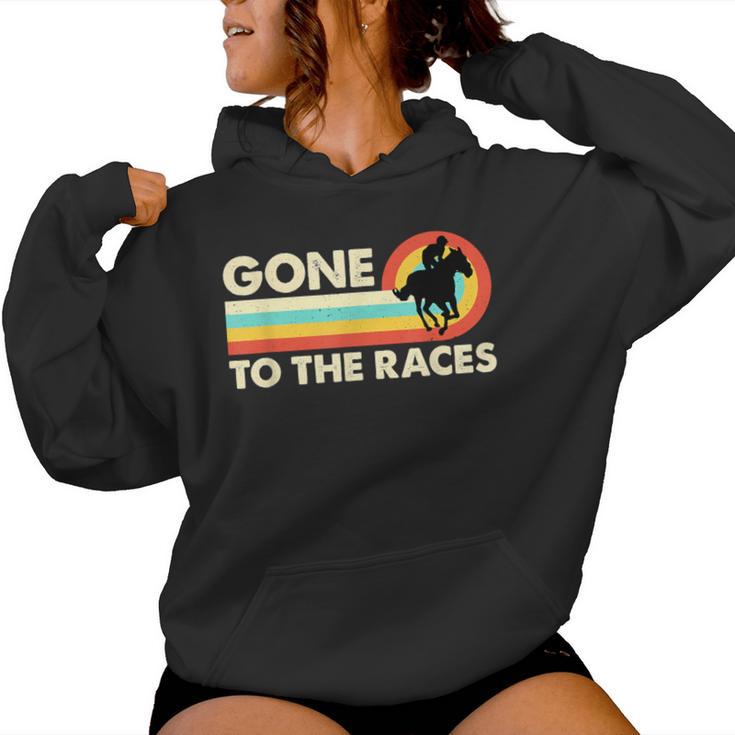 Gone To The Races Retro Loves American Quarter Horse Racing Women Hoodie