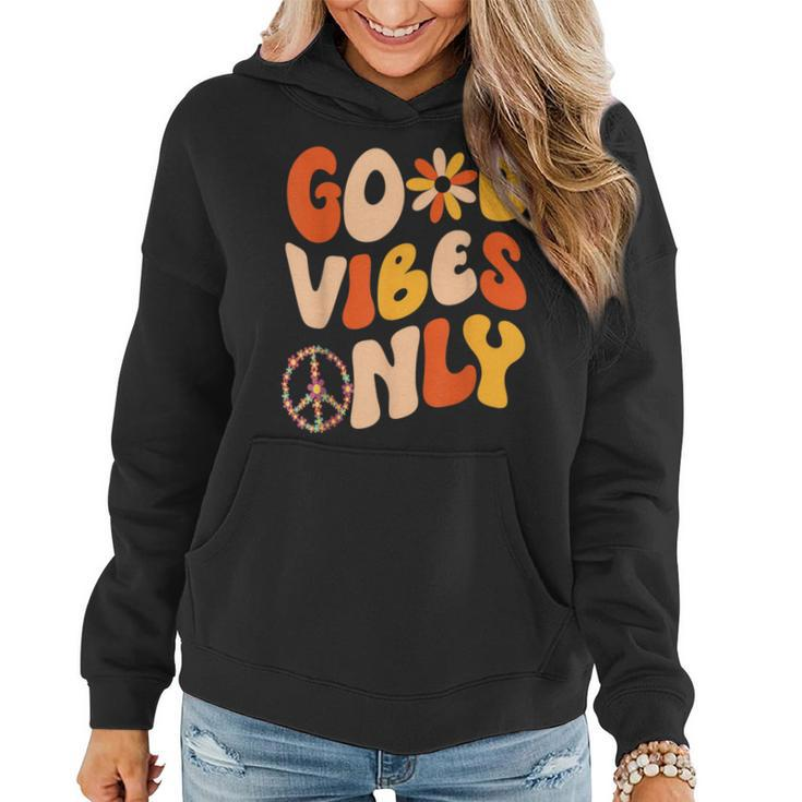 Good Vibes Only Peace Love 60S 70S Tie Dye Groovy Hippie Women Hoodie