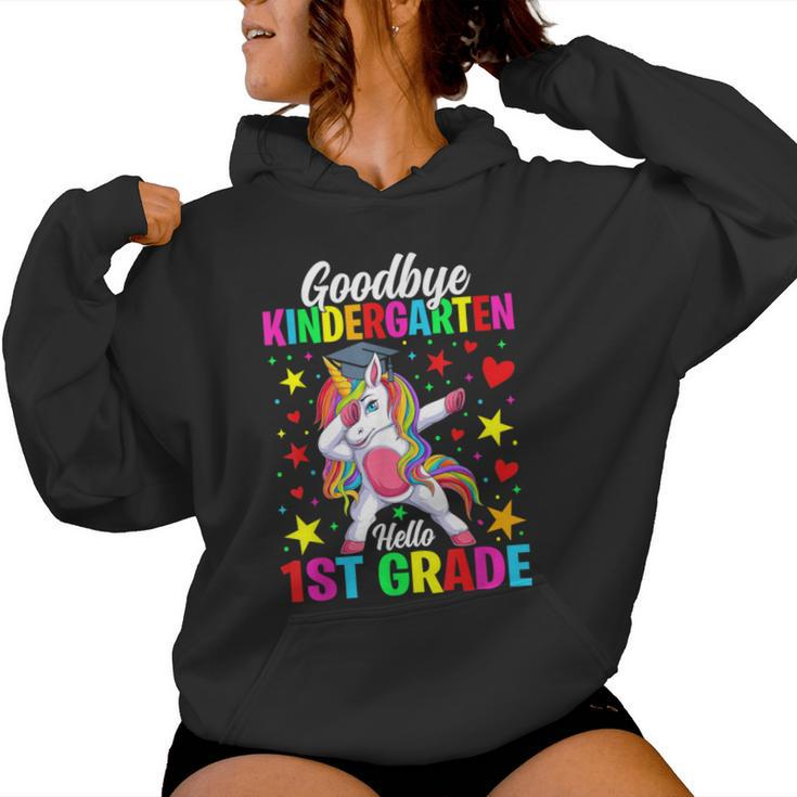 Goodbye Kindergarten Hello 1St Grade Graduation Unicorn Girl Women Hoodie