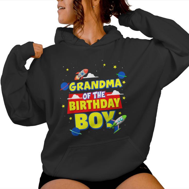 Grandma Of Birthday Astronaut Boy Outer Space Theme Party Women Hoodie