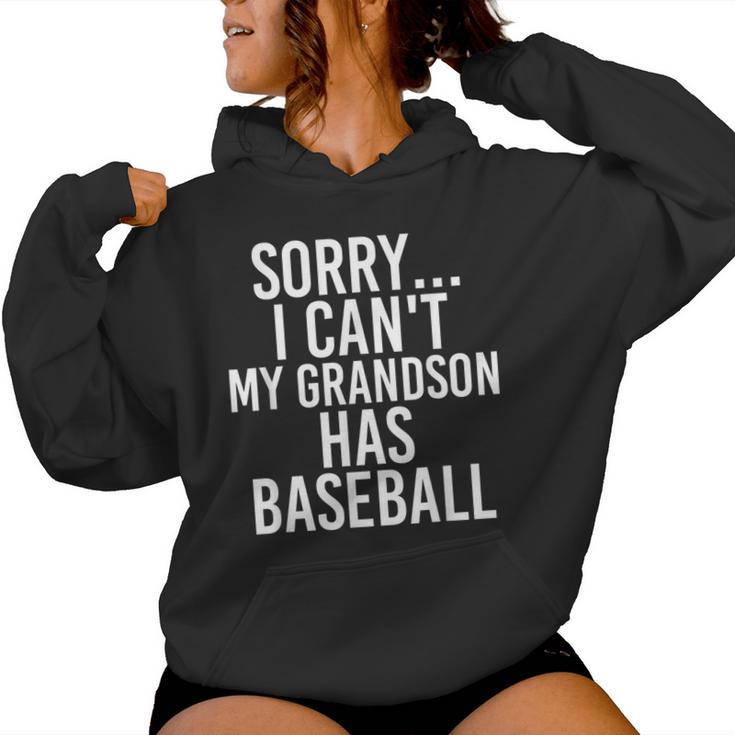 Grandpa Grandma My Grandson Has Baseball Women Hoodie