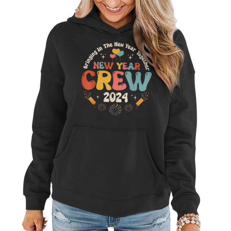 Groovy 2024 New Year's Crew Family Couple Friends Matching Women Hoodie