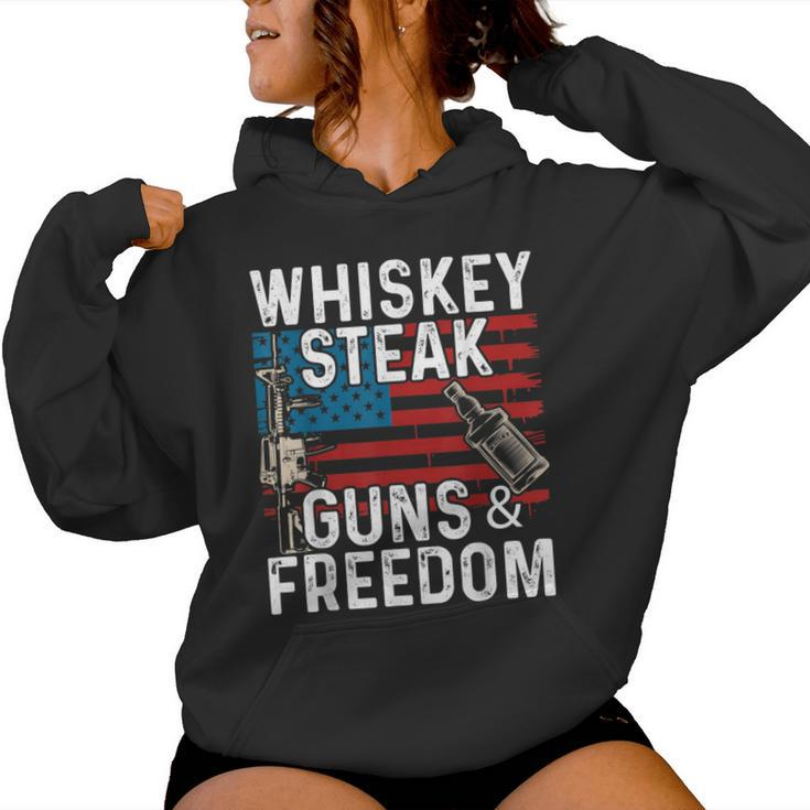 Guns Whiskey Steak Freedom Whiskey Bourbon Women Hoodie
