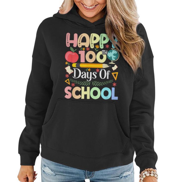 Happy 100 Days Of School 100 Days Of School Teacher Women Hoodie