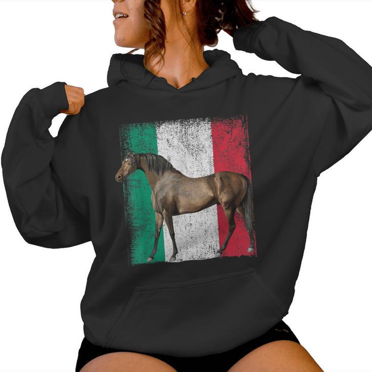 Horse Italian Flag Patriotic Riding Horses Horseback Farm Women Hoodie