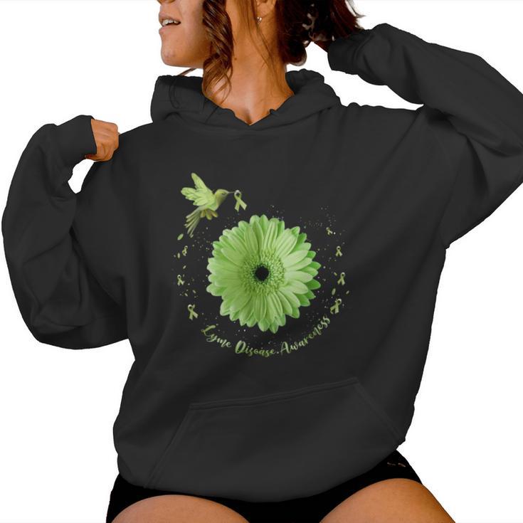 Hummingbird Sunflower Green Ribbon Lyme Disease Awareness Women Hoodie