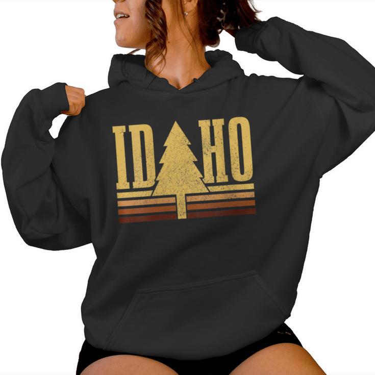 Idaho Vintage Tree State Pride Camping Hiking Idaho Women Hoodie