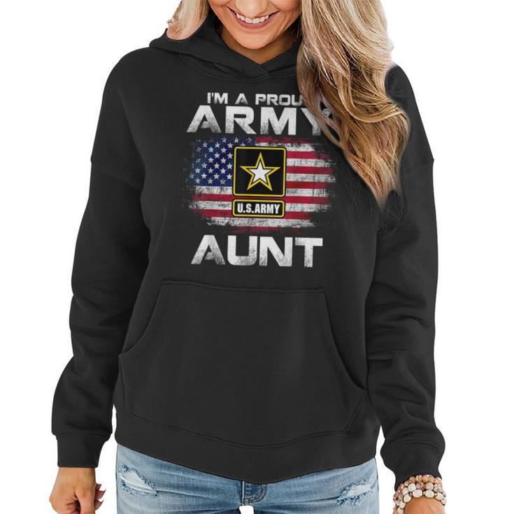 I'm A Proud Army Aunt With American Flag For Veteran Women Hoodie