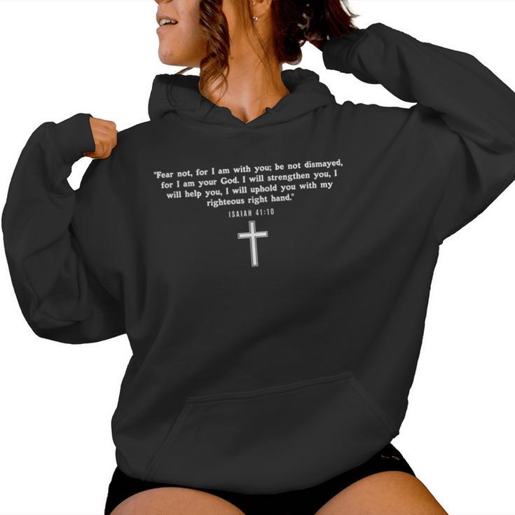 Isaiah 4110 Fear Not I Am With You Christian Faith Cross Women Hoodie