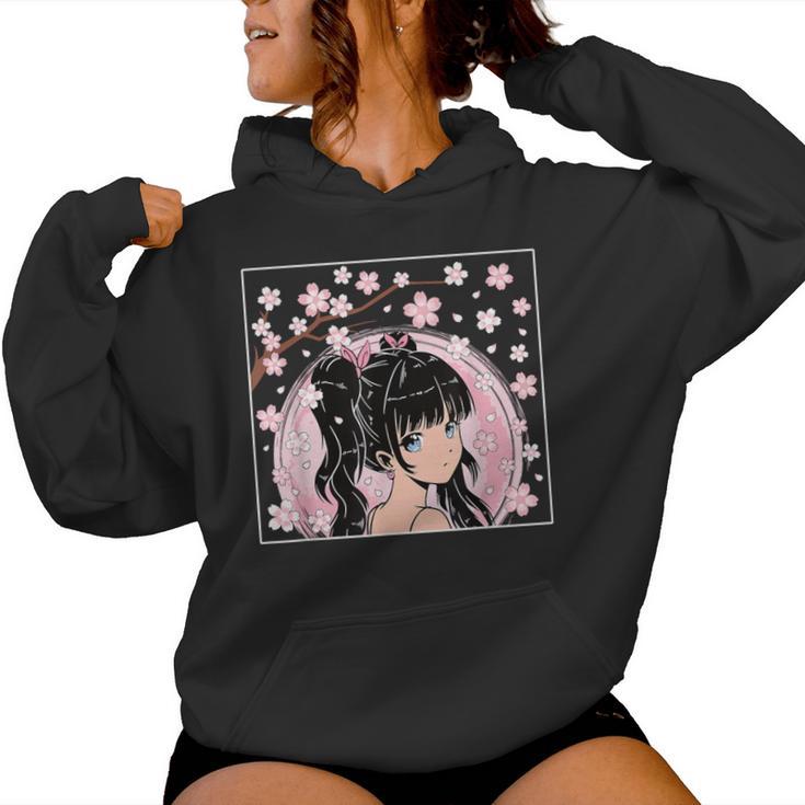 Japanese Anime Girl Manga Otaku Cherry Blossom Women Hoodie