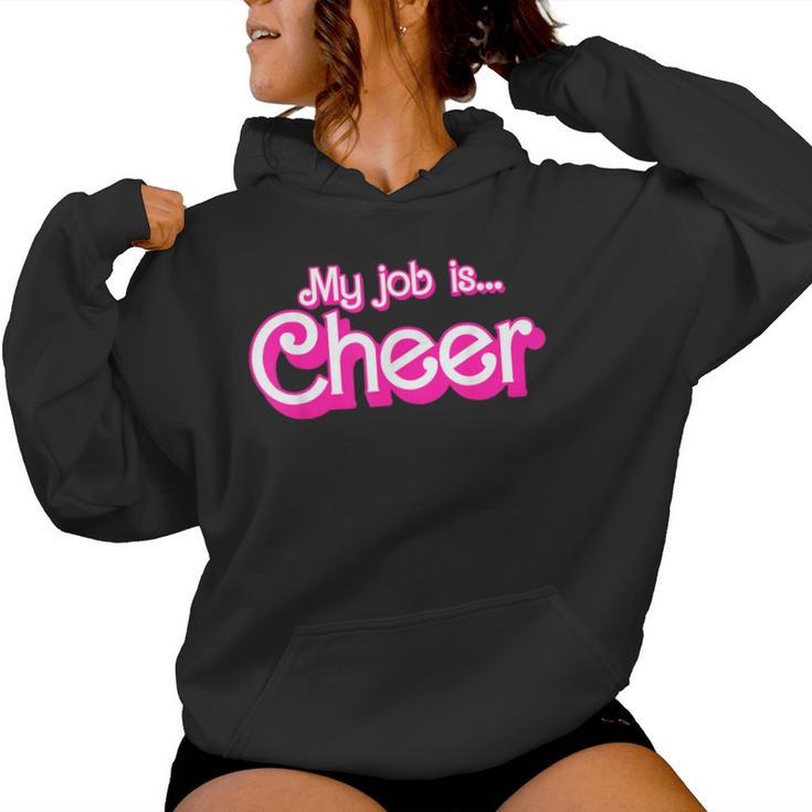 My Job Is Cheer Pink Retro Cheer Mom Girls Women Hoodie