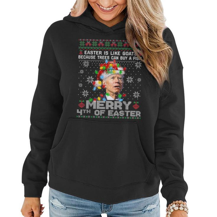 Joe Biden Happy 4Th Easter Ugly Christmas Sweater For Women Women Hoodie