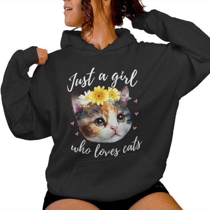 Just A Girl Who Loves Cats Cute Calico Cat Lover Women Hoodie