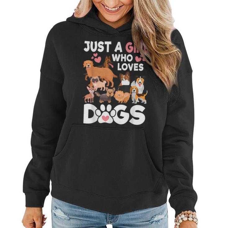 Just A Girl Who Loves Dogs Cute Dog Lover Women Hoodie