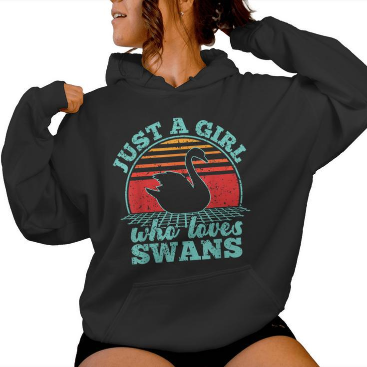 Just A Girl Who Loves Swans Retro Vintage Style Women Women Hoodie