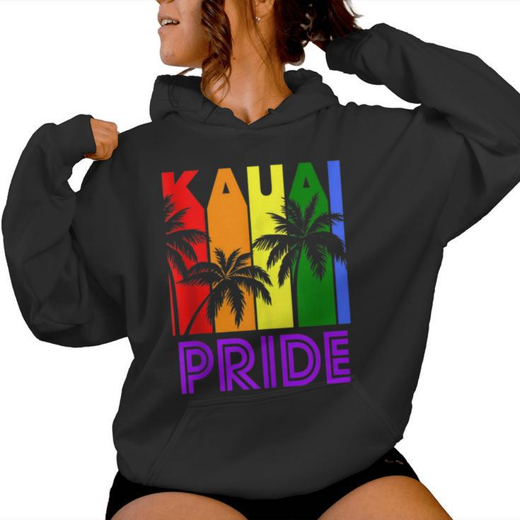 Kauai Pride Gay Pride Lgbtq Rainbow Palm Trees Women Hoodie