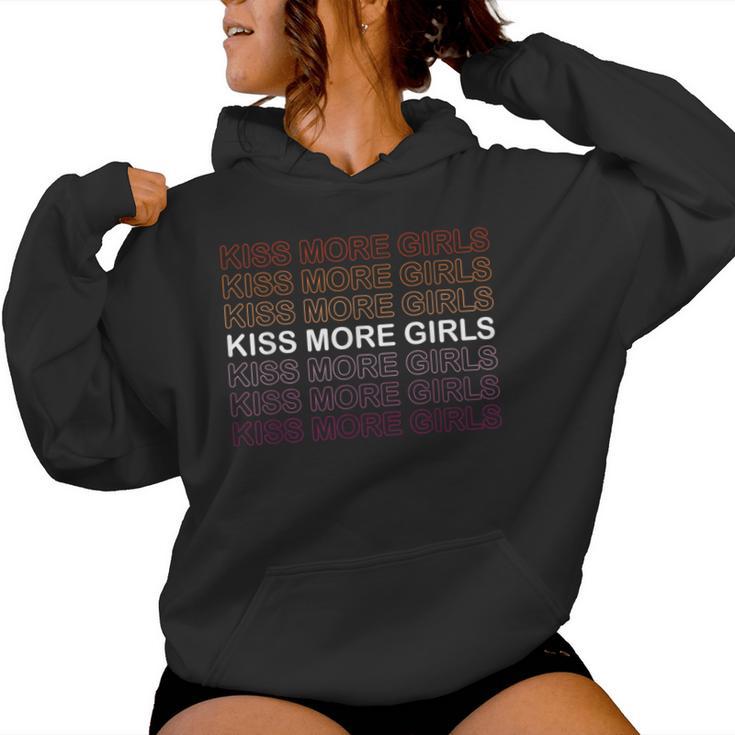 Kiss More Girls Lesbian Rainbow Colors Pink Organge White Women Hoodie