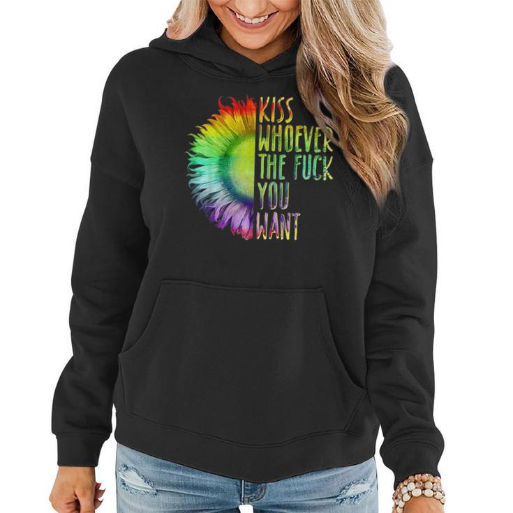 Kiss Whoever The F You Want Rainbow Lgbt Pride Women Hoodie