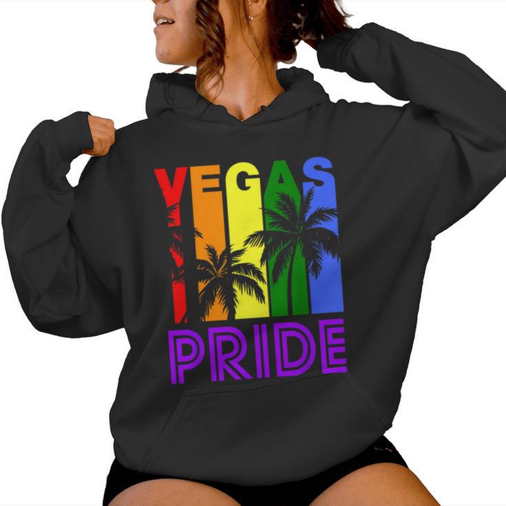 Las Vegas Pride Gay Pride Lgbtq Rainbow Palm Trees Women Hoodie