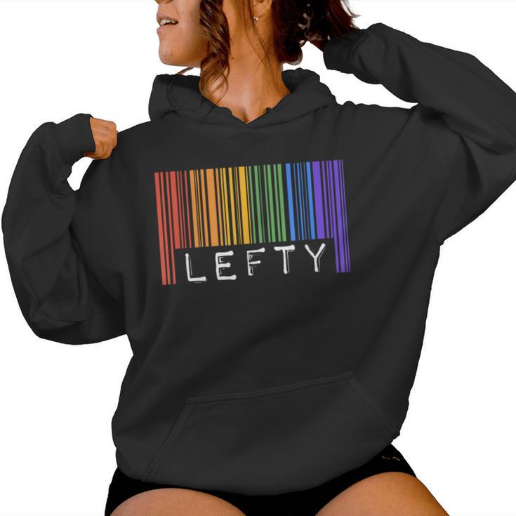 Lefty Left Handed Gay Pride Flag Barcode Queer Rainbow Lgbtq Women Hoodie