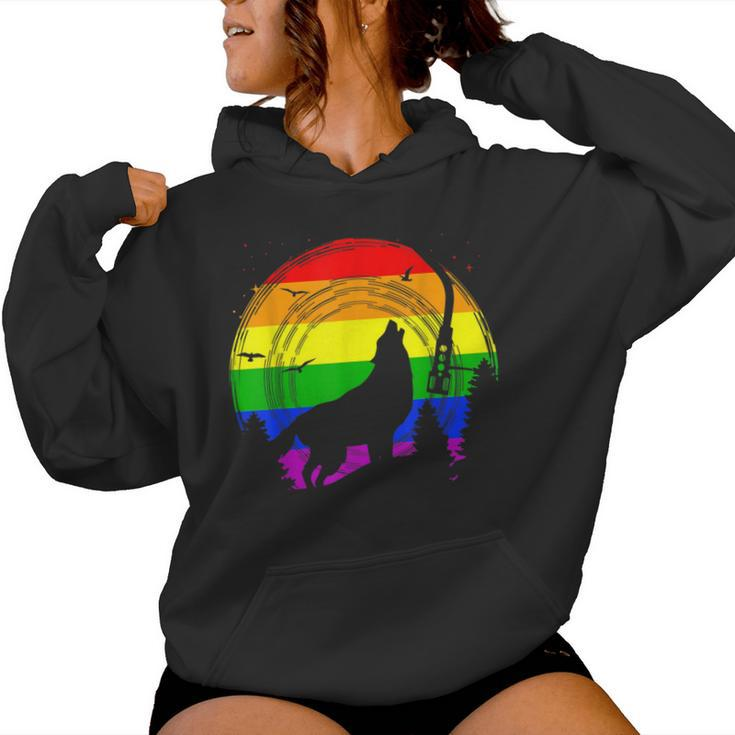 Lgbt Gay Pride Rainbow Flag Music Turntable Wolf Women Hoodie
