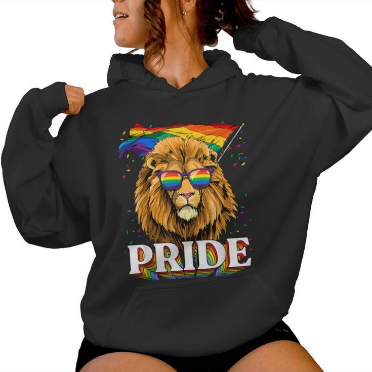 Lgbt Lion Gay Pride Lgbtq Rainbow Flag Sunglasses Women Hoodie