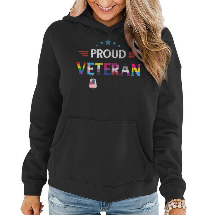 Lgbt Proud Veteran Rainbow Gay Pride Trans Flag Us Military Women Hoodie
