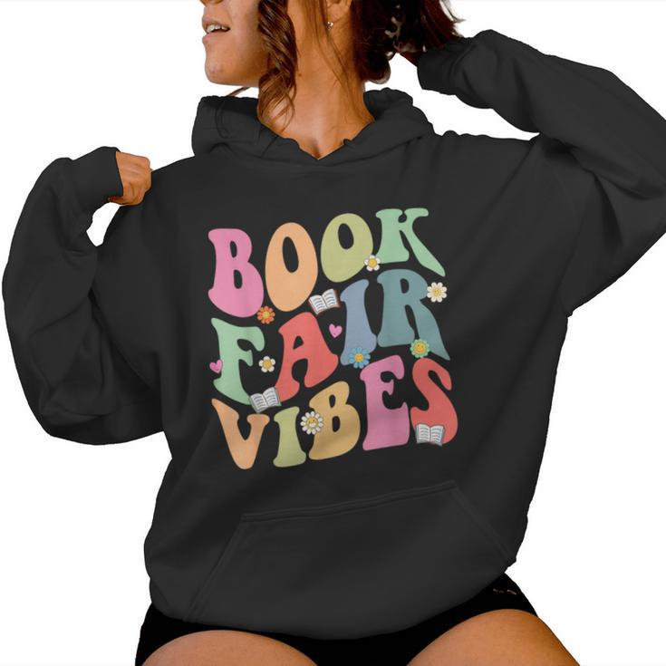 Library Book Fair Vibe Groovy Retro School Reading Nostalgic Women Hoodie