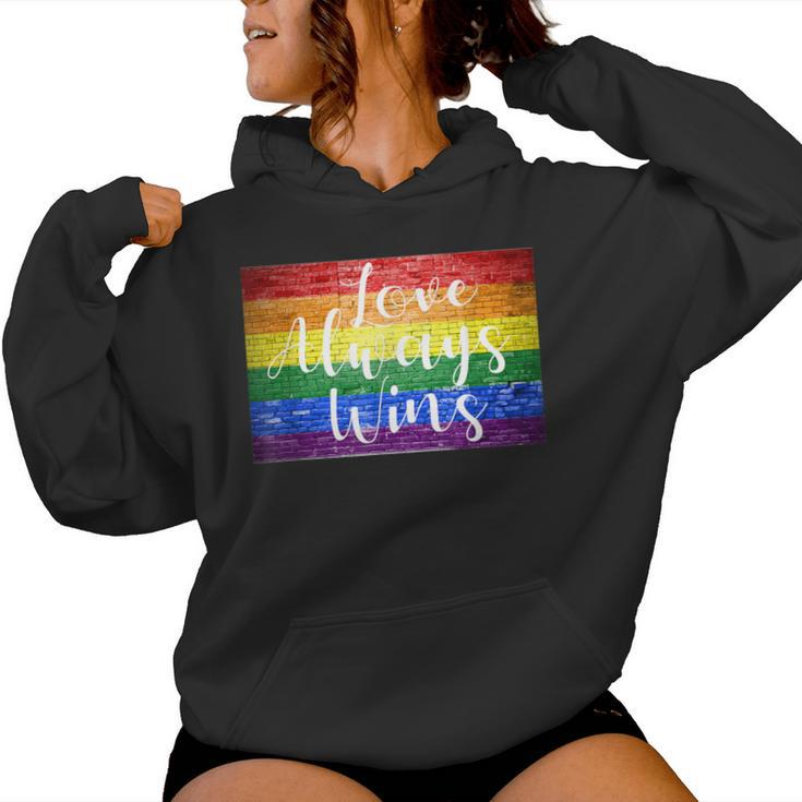 Love Always Wins Gay Pride Rainbow Graffiti Cfd Lettering Women Hoodie