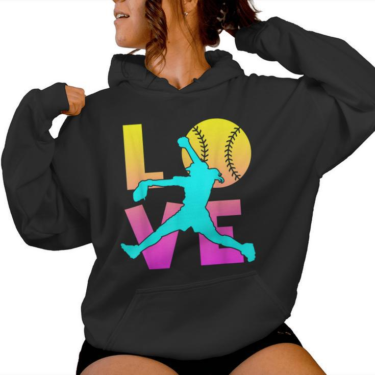 I Love Softball- Pitcher Cute N Girl Women Women Hoodie