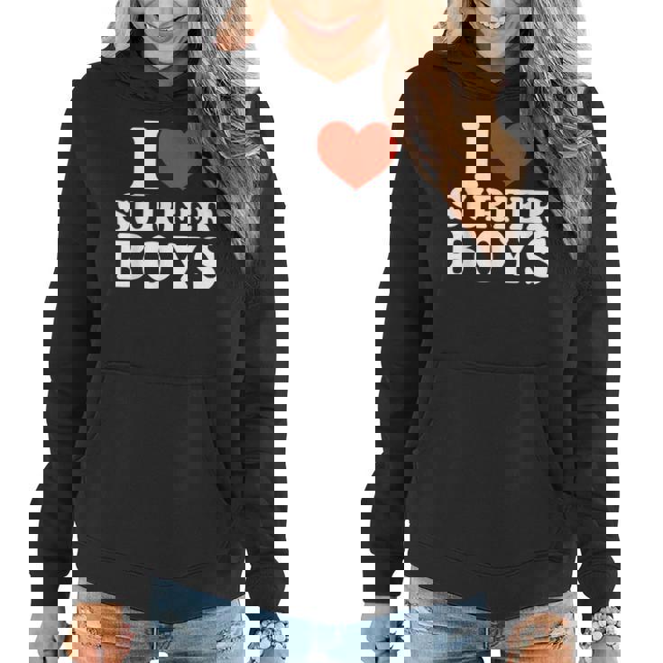 I Love Surfer Boys I Heart Surfer Boys Surf Girls Women Hoodie