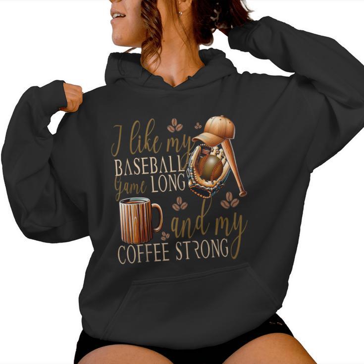 Lustiger Baseball Meine Spiele Lang Und Kaffee Stark Für Papa Mama Kapuzenpullover für Damen