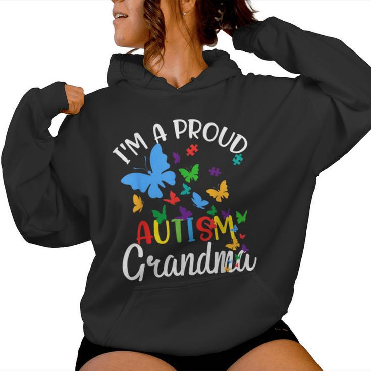 I M A Proud Autism Grandma Butterflies Autism Awareness Women Hoodie