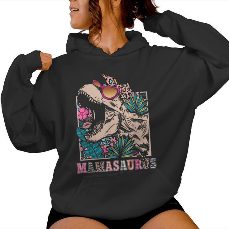 Mamasaurus Rex Mom Dinosaur Leopard Flower T-Rex Mama Saurus Women Hoodie