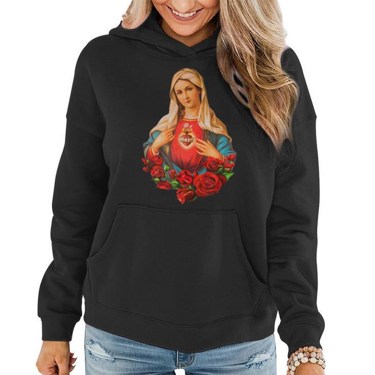 Mary Mother Of God Heart Of Virgin Mary Classic Catholic Women Hoodie