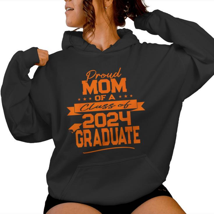 Matching Family Orange Proud Mom Class Of 2024 Graduate Women Hoodie