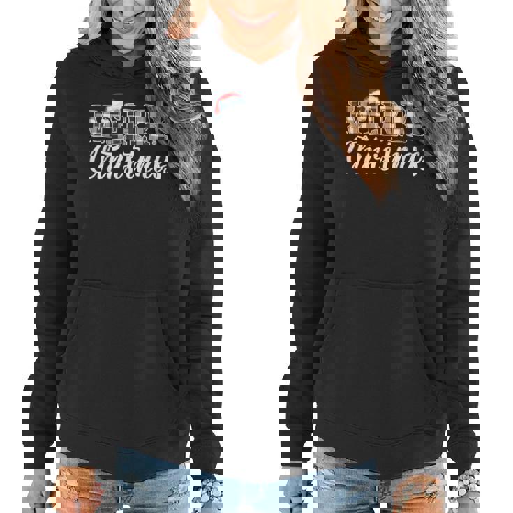 Merry Christmas Buffalo Black And White Plaid For Women Women Hoodie