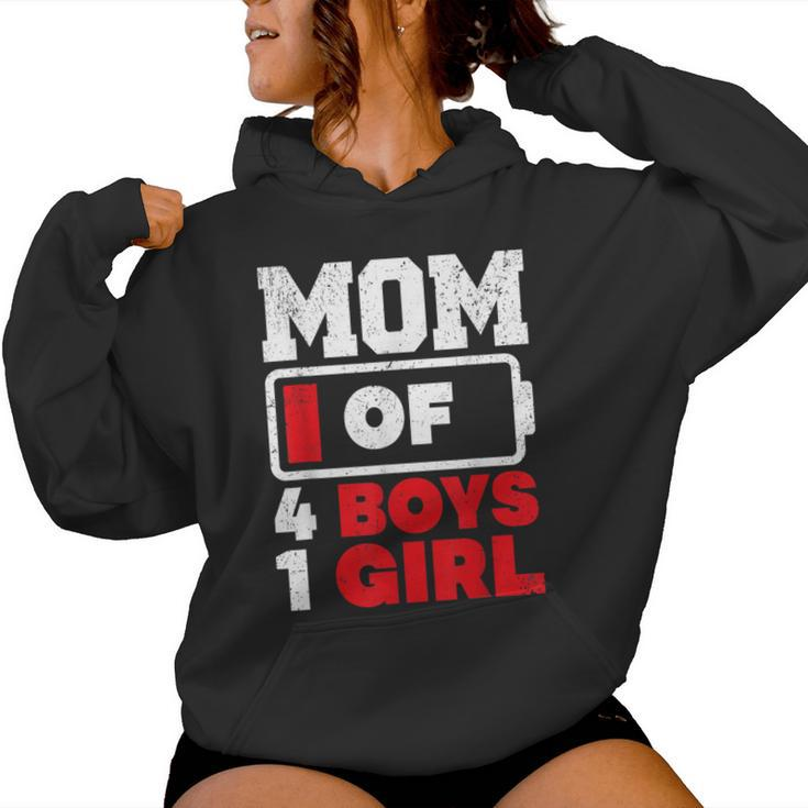 Mom Of 4 Boys And 1 Girl Battery Low Mother's Day Women Hoodie