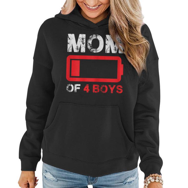 Mom Of 4 Boys Low Battery Mother's Day Women Hoodie