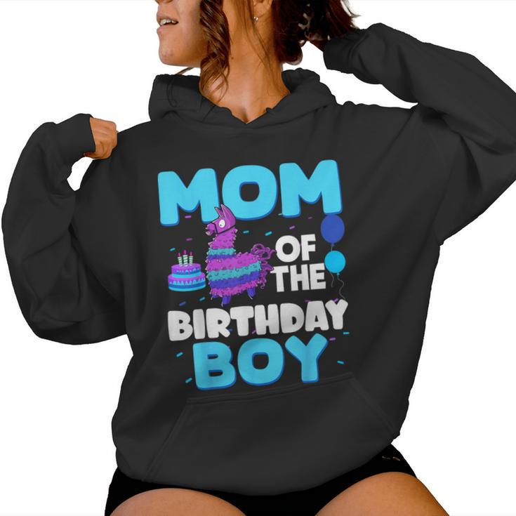 Mom Of The Birthday Boy Llama Mom And Dad Family Party Women Hoodie