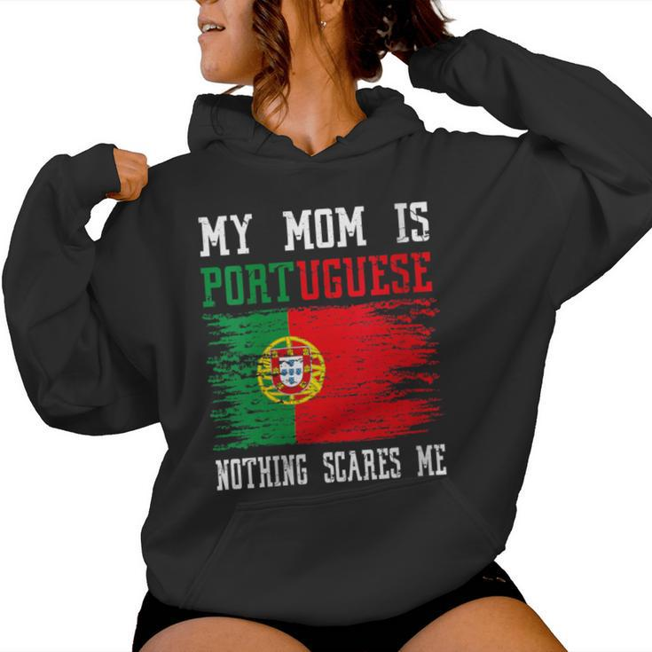 My Mom Is Portuguese Nothing Scares Me Vintage Portugal Flag Women Hoodie