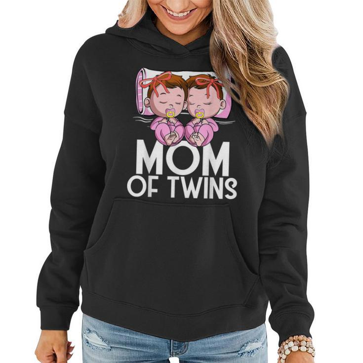 Mom Of Twins Girls Announcement Mother Of Twin Daughters Women Hoodie
