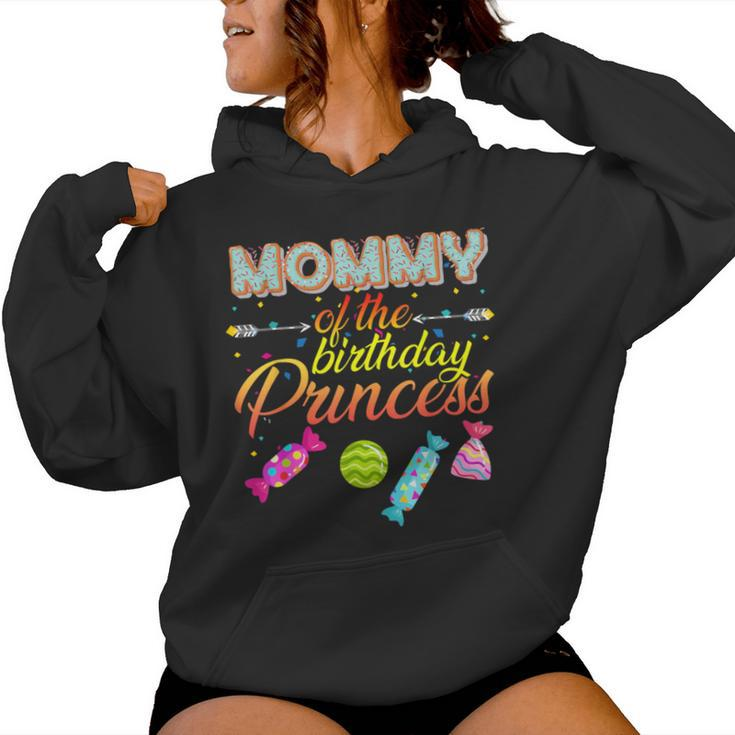 Mommy Of The Birthday Princess Bday Girl Family Donut Candy Women Hoodie
