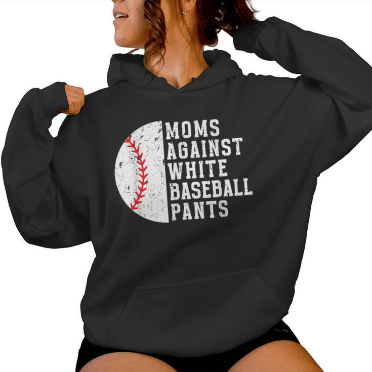 Moms Against White Baseball Pants Vintage Baseball Mom Women Hoodie