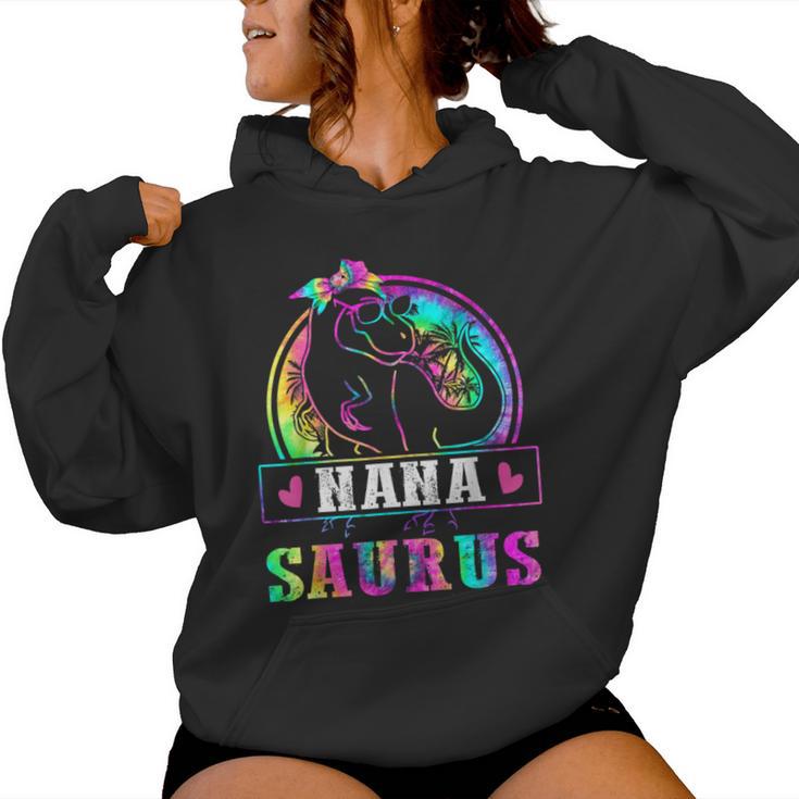 Nanasaurus Dinosaur Nana Saurus Family Matching Tie Dye Women Hoodie