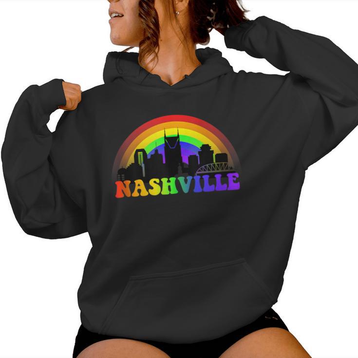 Nashville Pride Lgbtq Gay City Silhouette Rainbow Women Hoodie