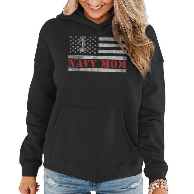 Navy Mom With American Flag Camo For Veteran Day Women Hoodie