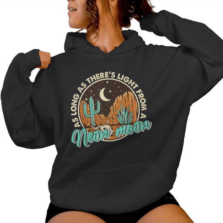 Neon Moon Cactus Country Mountain Vintage Retro Western Cow Women Hoodie