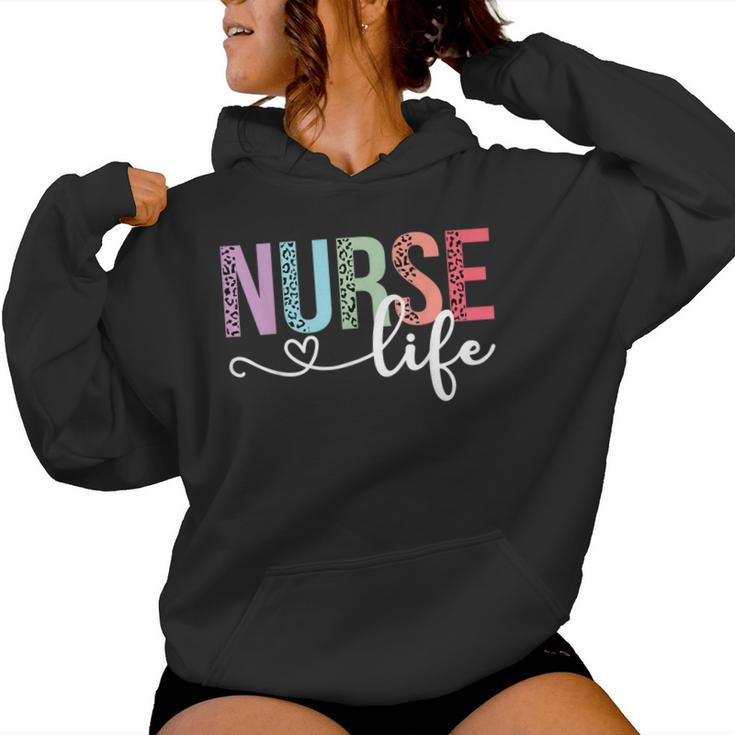 Nurse Life Rn Lpn Cna Leopard Nurse Week Healthcare Women Hoodie