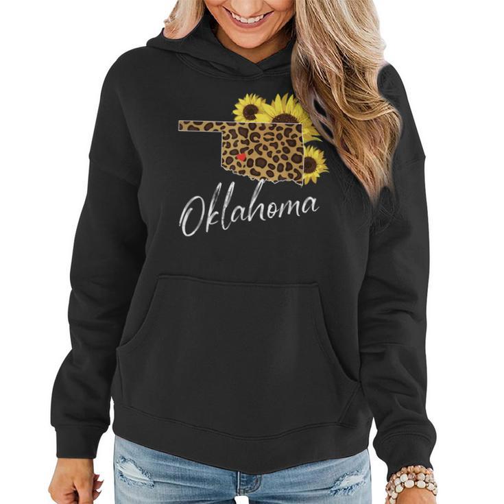 Oklahoma Sunflower Leopard State Map Women Hoodie